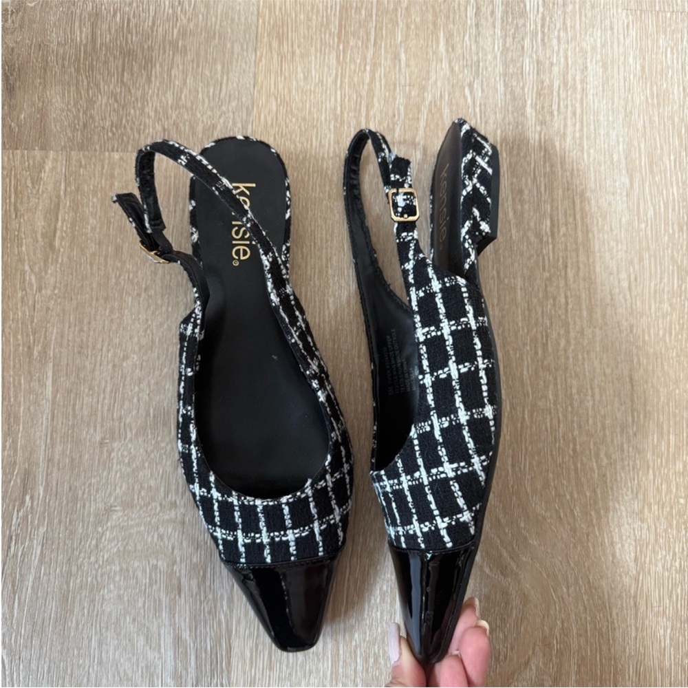 Kensie Black and White Tweed Women's Slingback Shoes NWOT size 8